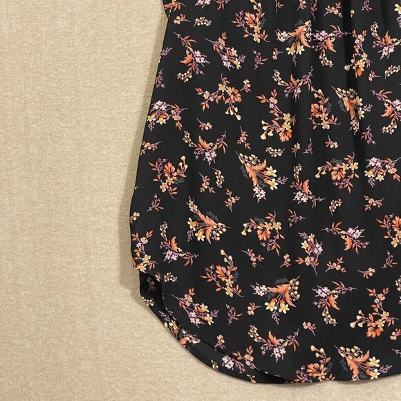 Alice Blue Blouse Women's Medium Black Leaf Print Short Sleeves - Picture 3 of 11